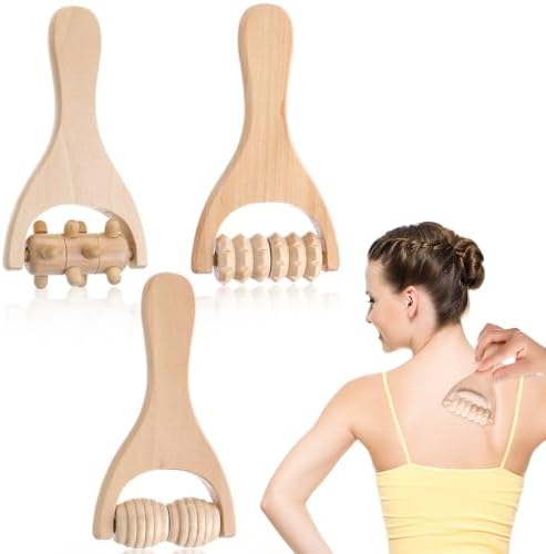 Abeillo 3Pcs Wood Therapy Massage Tools Wooden Massage Rollers, Hand Massage Tools Manual Muscle Roller Stick for Relaxes Thigh, Leg, Hands Full Body Muscle Men Women by Unknown