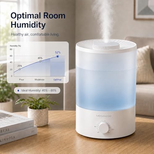 MEGAWISE 3.5L Ultrasonic Cool Mist Humidifier, Top Fill, 40-Hour Runtime - Image 4