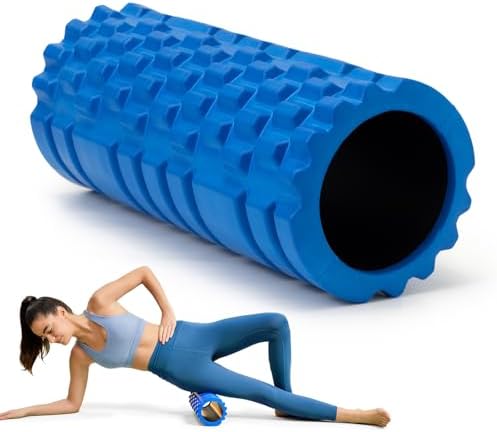 Krightlink Foam Roller for Deep Tissue Massage, 13" High Density Exercise Roller for Muscle Massage and Myofascial Trigger Point Release, Back Roller for Fitness, Yoga and Pilates (Blue) by Krightlink