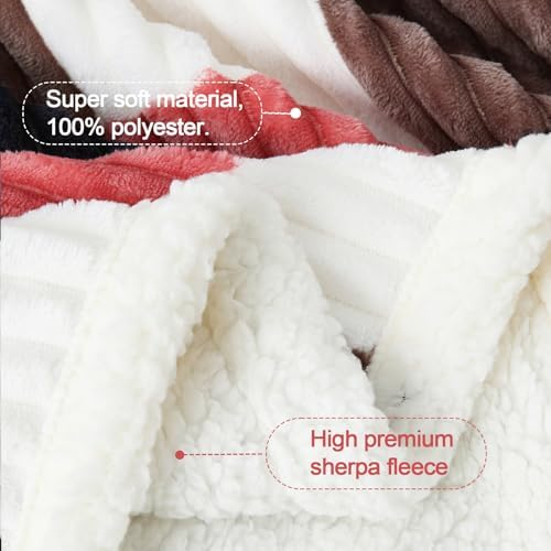 PU MEI Sherpa Blanket Twin Plaid Thick Bed Blanket, 60”*80” Super Soft Flannel Fuzzy Fleece Reversible Velvet Plush Warm Blanket for Couch (Black Red Check) - Image 5