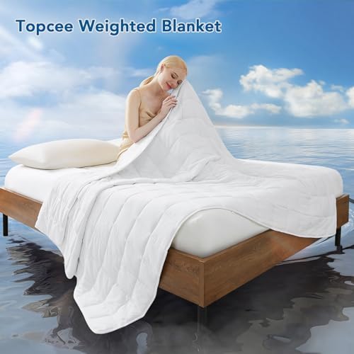 Topcee Weighted Blanket for Adults (15 lbs, 48" x 72") Twin Size Soft Cooling Heavy Blanket Sleeping, Apply to 130-160 lbs Body, Thick Breathable Blanket with Glass Bead, Easy Care - Image 2