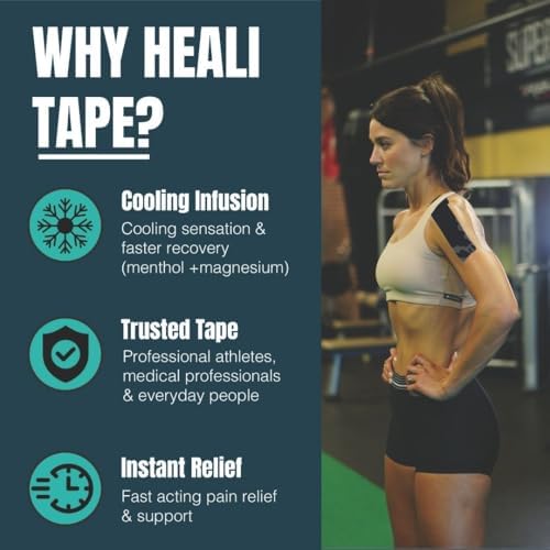 Heali Kinesiology Tape with Magnesium and Menthol, 20 Pcs Precut Strips, K Tape Roll, Knees, for Physical Therapy, Sports, Muscles and Joints, Water Resistant - Eco - Black Camo - Image 4