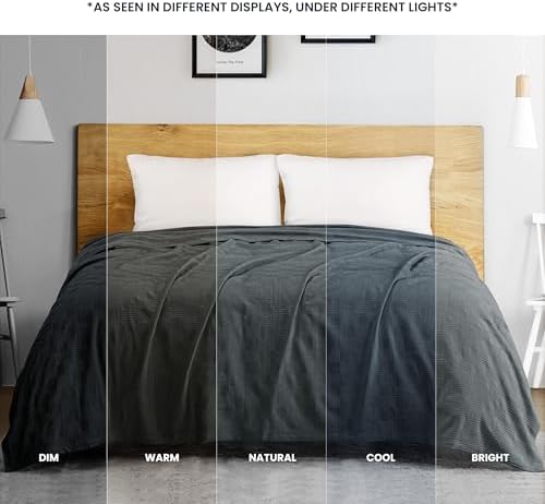 Utopia Bedding 100% Cotton Thermal Blanket Smoke Gray Full, 90x84 Inches - Image 5