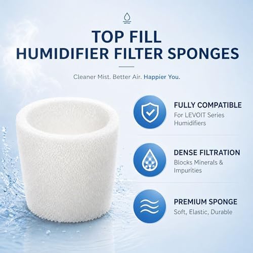 50-Pack Top Fill Humidifier Replacement Filters Compatible with Levoit Humidifier Models Classic160, Dual150, Dual200S, Classic300S, LV600S, OasisMist 450S, Superior 6000S - Image 2