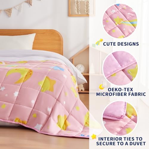 anfie Weighted Blanket(40"x60" 7lbs) Weighted Blanket Cooling Blanket for Resting,Throw Size Breathable Blanket with Premium Glass Bead(Pink Moon) - Image 2