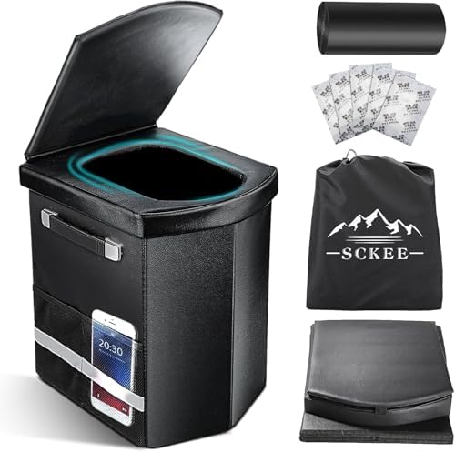 Sckee 2026 Upgraded XL Portable Toilet for Adults,Tall Camping Toilet with Lid and Convenient Carry Bag, Portable Potty for Camping, Hiking, Car Travel,Truck, RV, Boating, Road Trips, Beach by Sckee