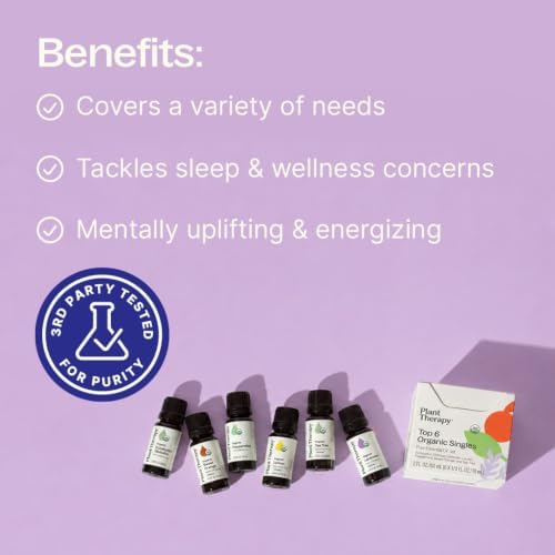 Plant Therapy Top 6 USDA Organic Essential Oil Set for Diffusion & Topical - Image 2