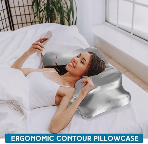 Hahafelt Cervical Neck Satin Pillowcase, Gray, Queen Size - Image 5