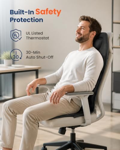 COMFIER Vibration Back Massager with Heat, 10-Motor Massage Seat Cushion for Chair, Graphene Heated Massage Chair Pad for Back, Lumbar & Thighs, 5 Modes, 3 Intensities, Home Office Recliner Gift - Image 5
