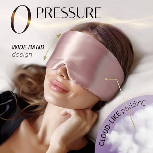 Silk Sleep Mask Soft Pressureless: 100% Mulberry Silk for Eye Skin Anti Wrinkles, Large Size for Total Blackout, Adjustable Wide Velcro Ear Cover - Image 4