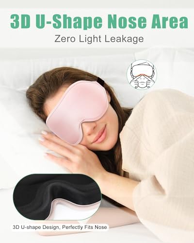 BeeVines 3D Contoured Sleep Mask, Blackout Eye Masks for Sleeping (2 Packs) - Image 5