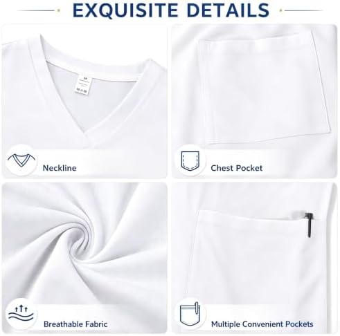 Men's Scrub Top,V-Neck Spill Wrinkle Resistant,3 Pockets-Space Galaxy (6) - Image 6