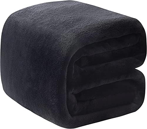 Polar Fleece Blanket Twin Size Lightweight Throw for The Bed Extra Soft Brush Fabric Super Warm Sofa Blanket 66" x 90"(Black Twin) by RICHAVE