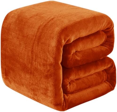 Fleece Blankets for All Season - Premium Lightweight Anti-Static Throw for King Size Bed Extra Soft Brush Fabric Warm Sofa Thermal Blanket 90" x 108"(Orange) by RICHAVE