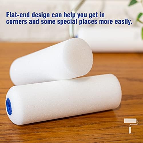 Mister Rui Foam Paint Roller, Sponge Paint Roller Sleeve, High Density Foam, for Furniture Painting and Decorating, 4 Inch Head-Rounded Design (110mm), Pack of 10 - Image 2