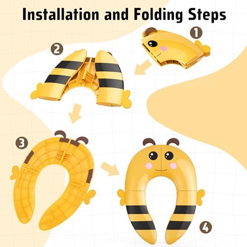 Maliton Folding Travel Potty Training Seat for Toddlers, Yellow Bee - Image 4