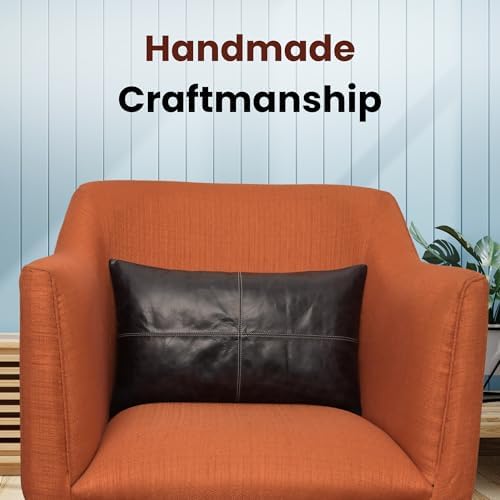 LL LEATHER LOVERS 100% Lambskin Leather Pillow Cover - Sofa Cushion Case - Decorative Throw Covers for Living Room & Bedroom, Ink Blue Plain Pack of 1-14X22 Inch - Image 3
