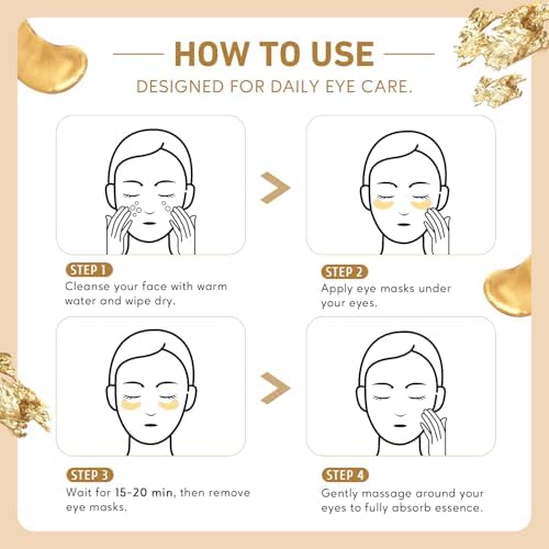 Yeokoe Under Eye Patches for Dark Circles,Puffy Eyes,20 Pairs Face Masks SkinCare With Vitamin C and 24k Gold - Image 5