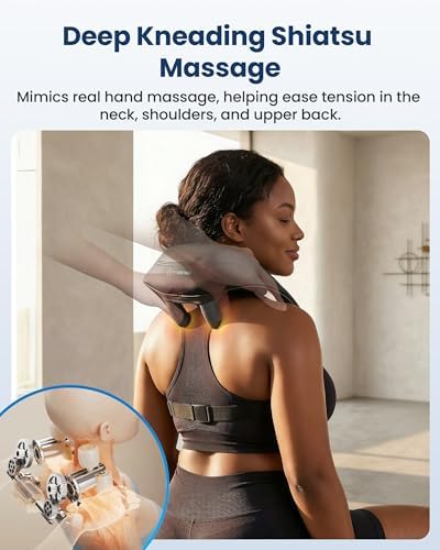 COMFIER Hands-Free Neck and Shoulder Massager with Heat, Cordless 4D Shiatsu Deep Kneading Massager, Rechargeable Upper Back & Trapezius Massage for Home, Office, Housework，Black - Image 3