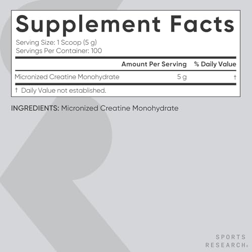 Sports Research® Creatine Monohydrate Powder 5g, Unflavored (100 Servings) - Image 5