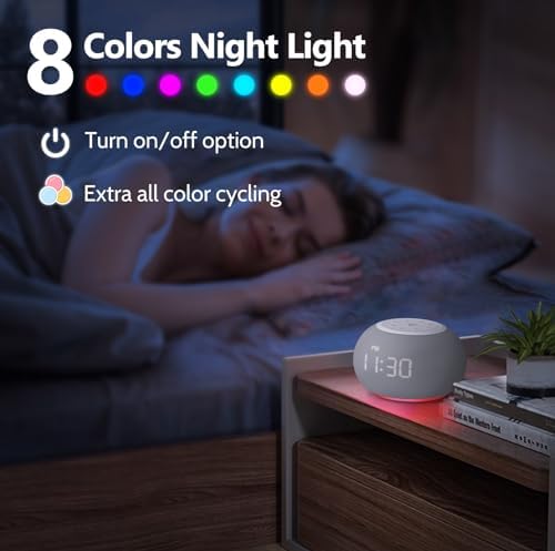 REACHER Auto-Dimmable Sound Machine Alarm Clock with 20 Sounds&Night Light - Image 6