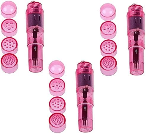 Small Mini Vibrating Massager Handheld Portable Tool for Women with 4 Heads Pocket Pen for Face Neck Head Back and Shoulder 3Pack Pink by Finever
