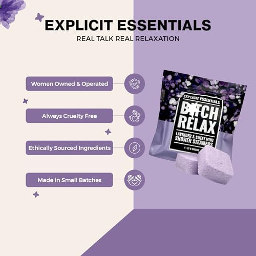 Explicit Essentials B Relax Shower Steamers | Lavender Mint Aromatherapy Shower Steamers for Relaxation & Stress Relief | Spa Shower Gift for Self-Care, Birthdays & Holidays - Image 4