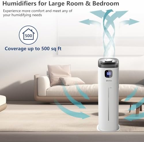 Akeshan Large Humidifier for Bedroom, 9L/2.5Gal Ultrasonic Cool Mist, Top Fill Easy Clean with 350ML/H Large Mist Speed, Quiet, Suitable for Kids Room Plant Yoga Office Study Living Room - Image 3