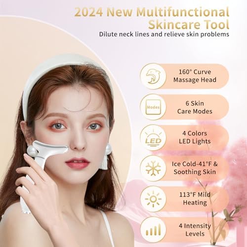 Red Light Therapy for Face and Neck, Facial Skin Care Tools, Micro-Current Vibration Facial Cold and Hot Service, Red and Blue LED Light, 4 Color LED Facial Light Therapy Device for Skin Care at Home - Image 2