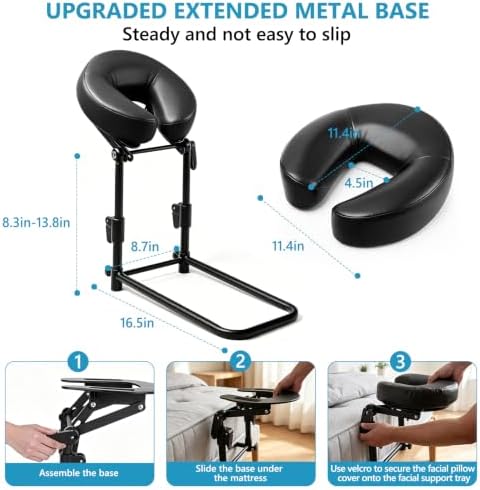 Massage Headrest for Bed, Massage Face Cradle at Home, Adjustable Bed Massage Head Holder for Sleeping Mattress, Face Down Pillow After Eye Surgery (Black) - Image 7