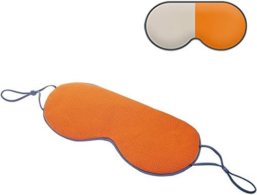 Sleep Mask, DMaos Sleep Aid Super Soft Air Eyes Pillow, Milk Silk and Warm Cloth Sides, Adjustable Slip Hold Strap to Ears - Beige + Orange by DMaos