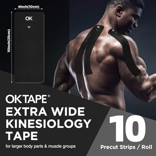 OK TAPE Extra Wide Kinesiology Tape for Shoulder, Back, Precut Strips - Image 2