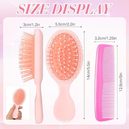 Epakh 12 Hair Brush Comb Set Wet Detangling Mini for Travel, Bright Color - Image 2
