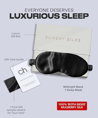 SUNDAYSILKS™ Exclusive Mulberry Silk Sleep Mask | Soft Eye Covers, Blackout Sleeping Mask for Women & Men | Silk Eye Mask for Sleep, Travel, and Relaxation | Antifaz para Dormir [Midnight Black] - Image 4