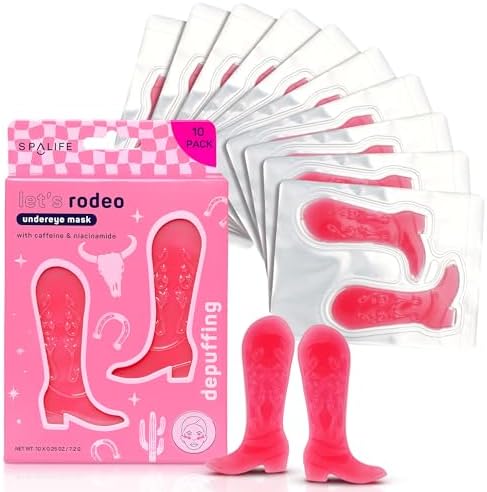 SpaLife Let's Rodeo Hydrogel Under Eye Patches for Dark Circles | Cowgirl Boot Under Eye Patches for Puffy Eyes | Revitalizing Undereye Masks for Bags | Bachelorette Party Favors | Pack of 10 Pairs by SpaLife