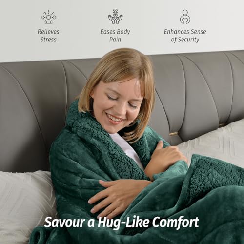 Wemore Sherpa Fleece Weighted Blanket for Adult 15 lbs Twin 48"x72" Green - Image 4