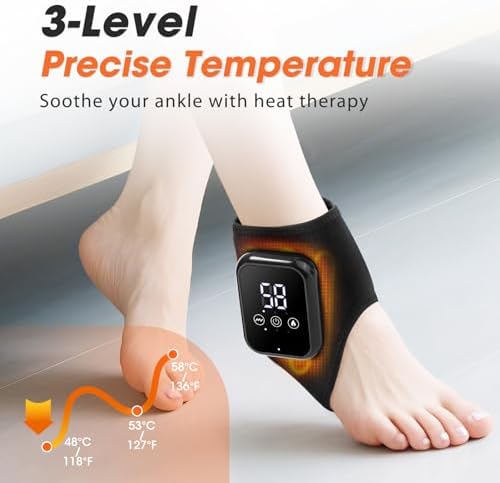 Cordless Ankle Heating Pad, Ankle Massager with Heat, FSA Eligible Items List Foot Heating Pad, Rechargeable 3 Vibration and Heating Modes, HSA Approved Products (Black) - Image 5