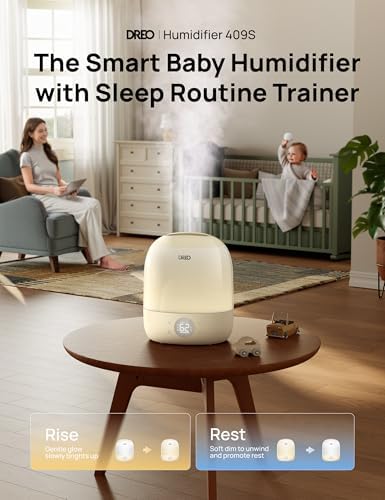 DREO Smart Humidifiers for Bedroom Baby HM409S, 1500+ RGB Night Light & Sleep Routine Trainer, Ultra Quiet 28dB & 3L Top Fill Cool Mist Humidifier for Nursery, Air humidifier for Plants Indoor, Yellow - Image 2