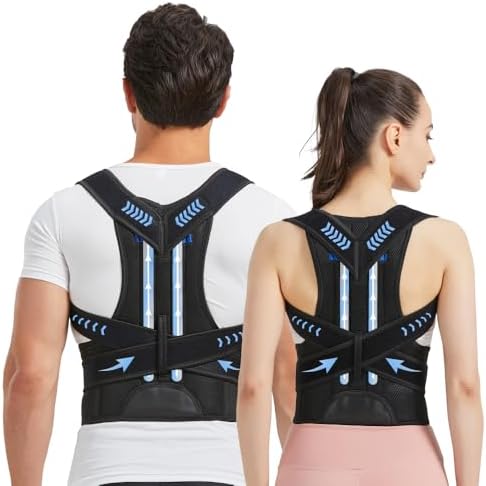 Posture Corrector for Women and Men, Upper and Lower Back Brace for Back, Shoulder, Neck Pain Relief, Fully Adjustable Back Straightener for Scoliosis, Hunchback, Hump, Thoracic, Lumbar Support by Hshsyp