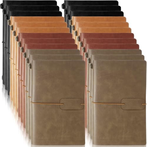 Sabary 24 Pcs Standard Size Refillable Leather Journal Bulk, Warm Color by Sabary