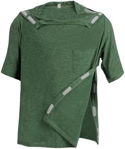 Unisex Post Shoulder Surgery Shirts Recovery Tear Away Short Sleeve Chemo Clothing with Stick On Fasteners, Convenient by Makeyourlifebetter