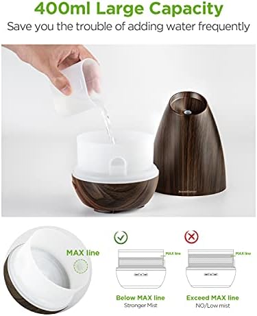 InnoGear 400ml Essential Oil Diffusers for Home Scent Humidifier, Brown - Image 2