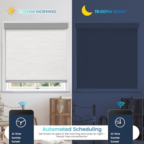 Motorized 100% Blackout Roller Shades – Custom Smart Blinds with Remote Control, Rechargeable Battery or Plug-in Motor, Tuya WiFi Optional, Home & Office Automatic Window Shades (Beige Yellow/CH9421) - Image 6