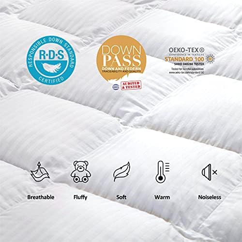 Luxurious All-Season Goose Down Feather Fiber Comforter Duvet Insert, Exquisite Twin White Stripe Design, Premium Baffle Box, 100% Cotton Down Proof Fabric, 50 oz. Fill Weight - Image 5