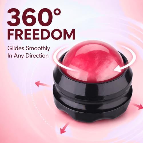 Manual Massage Ball Roller for Neck, Shoulder & Foot Pain - Pink Handheld Self Massage Tool for Essential Oils & Lotion - Image 2