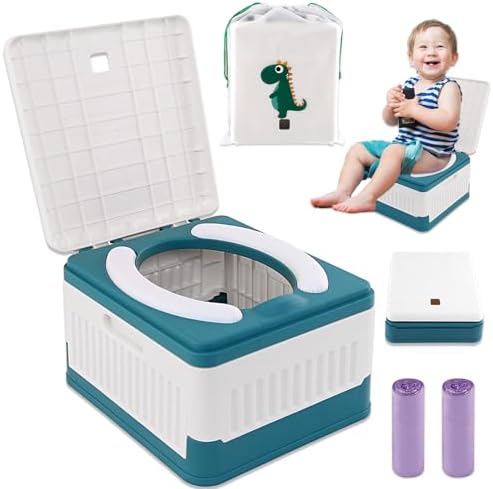 Fabulas Portable Potty for Toddler Travel, Foldable Travel Potty Training Toilet Seat for Kids Boys Girls, Emergency Mobile Toilet In Car for Camping Outdoor Indoor, with 30 Disposable Bags, Blue by Fabulas