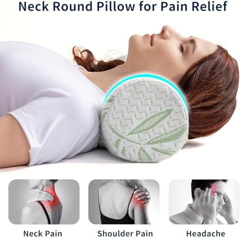 Neck Roll Pillow for Neck Pain Relief - High Resilience Foam Round Bolster Pillow for Cervical Support with Removable Washable Cover for Sleeping, Travel Legs Back Yoga (17X6 inch) - Image 4