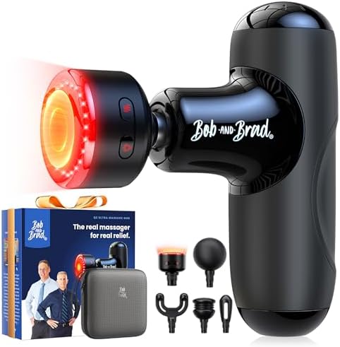 BOB AND BRAD Q2 Ultra Mini Massage Gun with Red Light Infrared Heating Head, Pocket-Sized Deep Tissue Massager for Muscle Therapy, HSA Portable Percussion Massage Gun for Pain Relief FSA Eligible by BOBANDBRAD