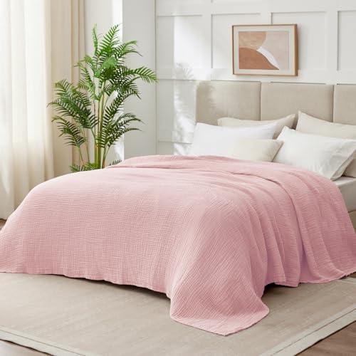 100% Cotton Muslin Blanket Queen 90" x 90", 6 Layers Breathable and Lightweight Cotton Throw Blankets for Bed, Soft Cooling Summer Gauze Blanket for Adults All Season, Orange - Image 2