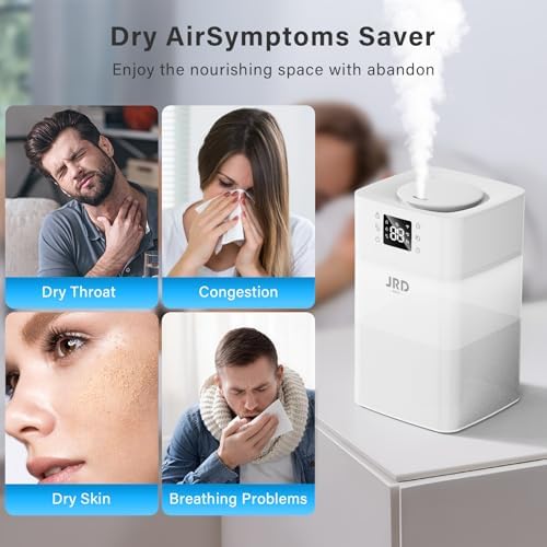 JRD Humidifiers 4L for Bedroom, Cool Mist Humidifier for Large Room, 40H Runtime, Night Light, 360° Nozzlefor Home, Office, Baby Nursery, Plants - Image 6